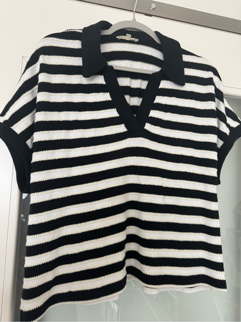 Madewell Black & Ivory Striped Knit Top